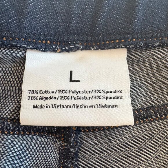 Womens Navy Denim Casual Style Jeggings Elastic Waistband Back Pockets Size L - Picture 3 of 7